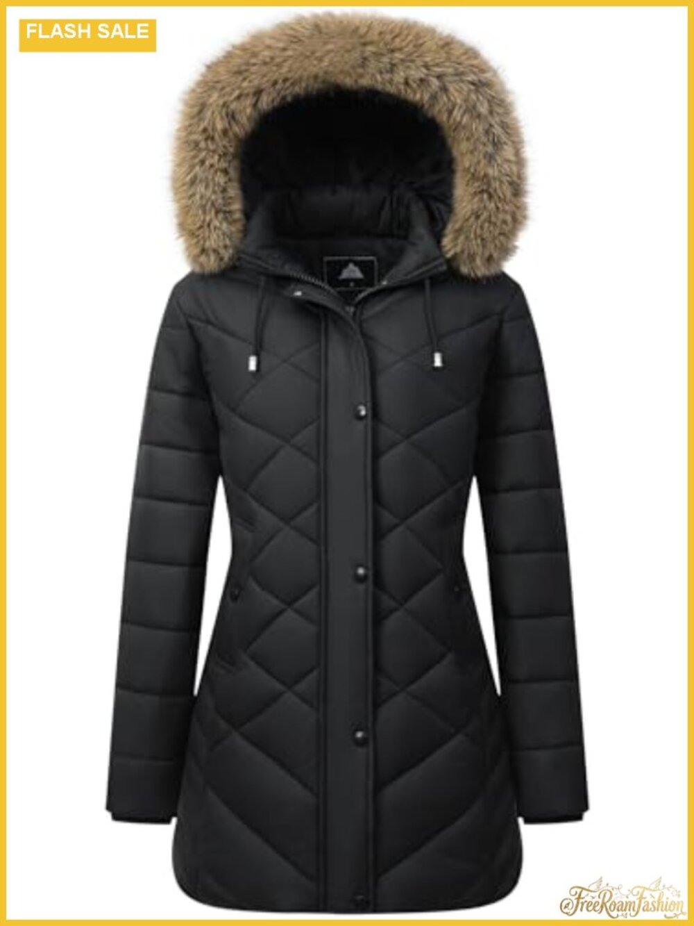 Women's Long Down Jacket Fleece-Lined Hooded Winter Coat